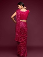 Deep Pink Pure Georgette Saree